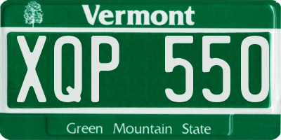 VT license plate XQP550