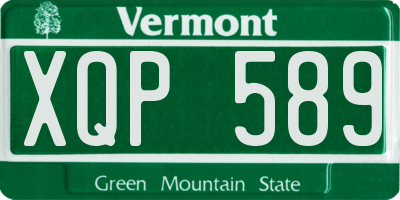 VT license plate XQP589
