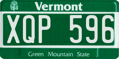 VT license plate XQP596