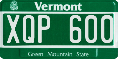 VT license plate XQP600