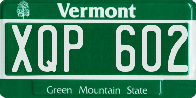 VT license plate XQP602