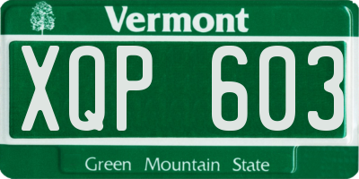 VT license plate XQP603