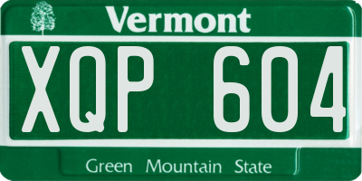 VT license plate XQP604
