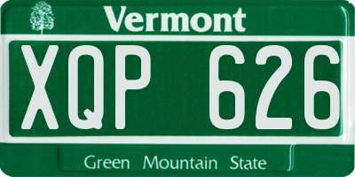 VT license plate XQP626