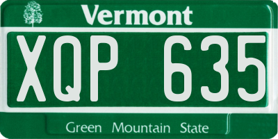 VT license plate XQP635