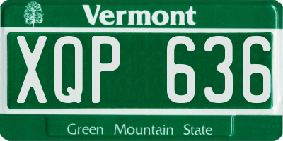 VT license plate XQP636