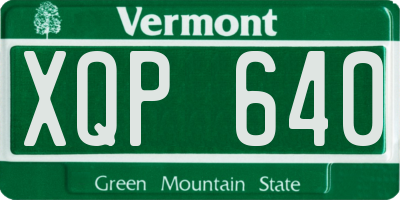 VT license plate XQP640