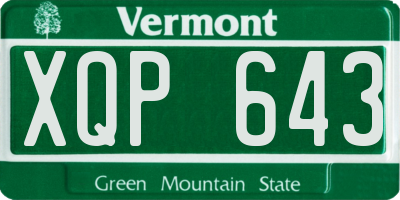 VT license plate XQP643
