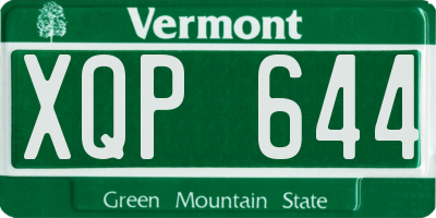 VT license plate XQP644