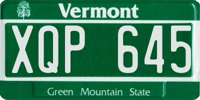 VT license plate XQP645