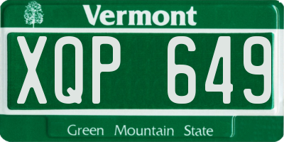 VT license plate XQP649