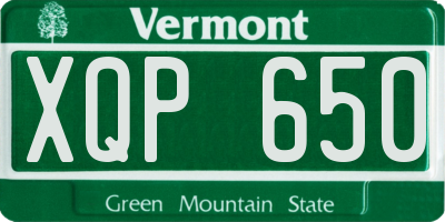 VT license plate XQP650