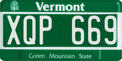 VT license plate XQP669