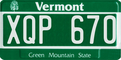 VT license plate XQP670