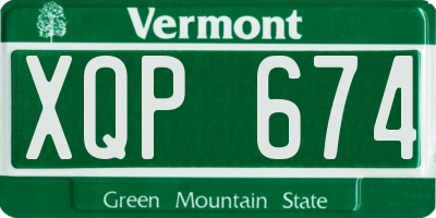 VT license plate XQP674