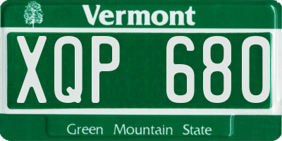 VT license plate XQP680