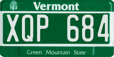 VT license plate XQP684