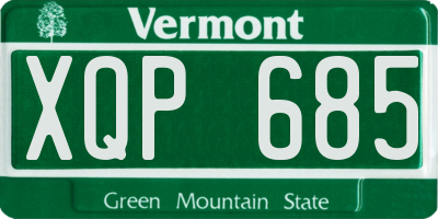 VT license plate XQP685