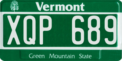 VT license plate XQP689