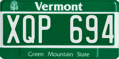 VT license plate XQP694
