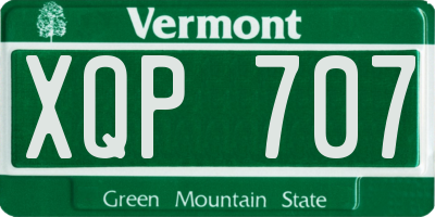 VT license plate XQP707