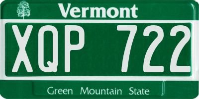 VT license plate XQP722