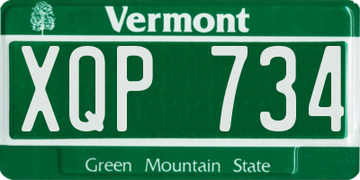 VT license plate XQP734