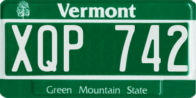 VT license plate XQP742