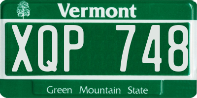 VT license plate XQP748