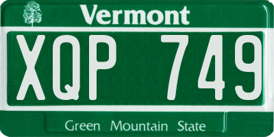 VT license plate XQP749