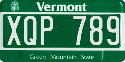 VT license plate XQP789