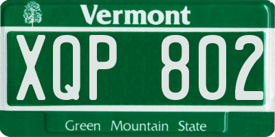 VT license plate XQP802