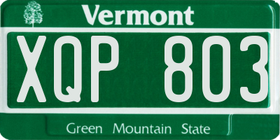 VT license plate XQP803