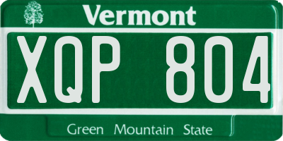 VT license plate XQP804