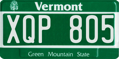 VT license plate XQP805