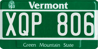 VT license plate XQP806