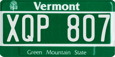 VT license plate XQP807
