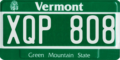 VT license plate XQP808