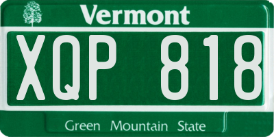 VT license plate XQP818