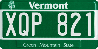 VT license plate XQP821