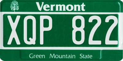 VT license plate XQP822