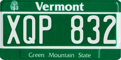 VT license plate XQP832