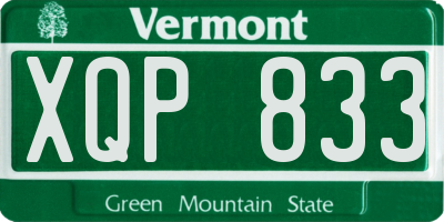 VT license plate XQP833