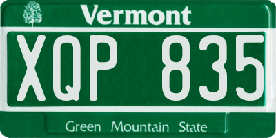 VT license plate XQP835