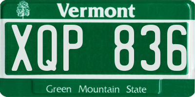 VT license plate XQP836