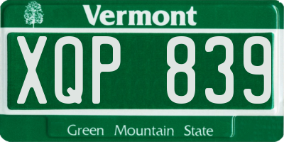 VT license plate XQP839