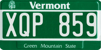 VT license plate XQP859
