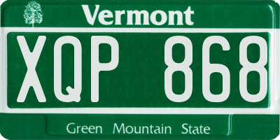 VT license plate XQP868