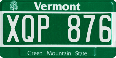 VT license plate XQP876