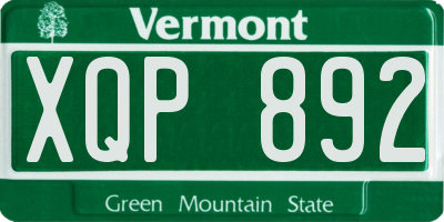 VT license plate XQP892